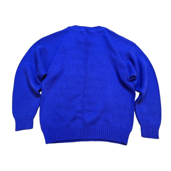 Vintage 90s Dockers Purple Heavy Knit Sweater Embossed Logo Oversized USA Large - Picture 3 of 8